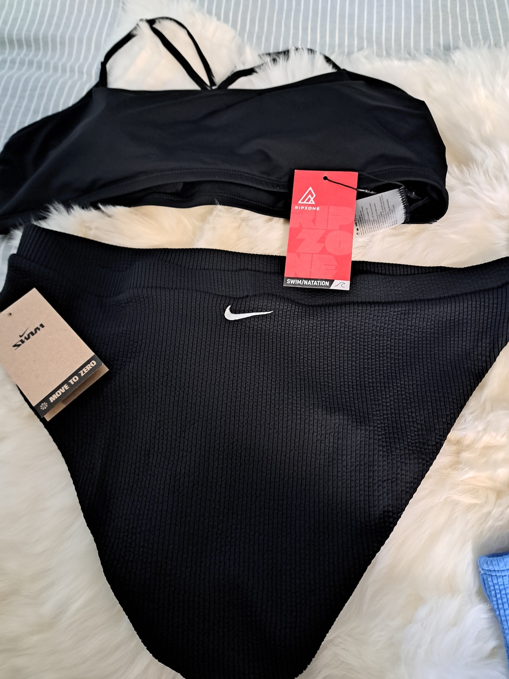 Nike Women's Black Two-Piece Swim Set - Sporty Scoop Top & High-Waist Bottom.